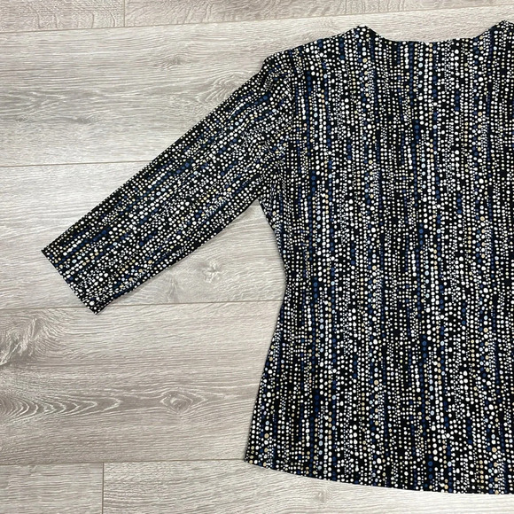 Nine & Co by Nine West 3/4 Sleeve Crossover V-Neck Polka Dot Blouse L - Picture 14 of 15